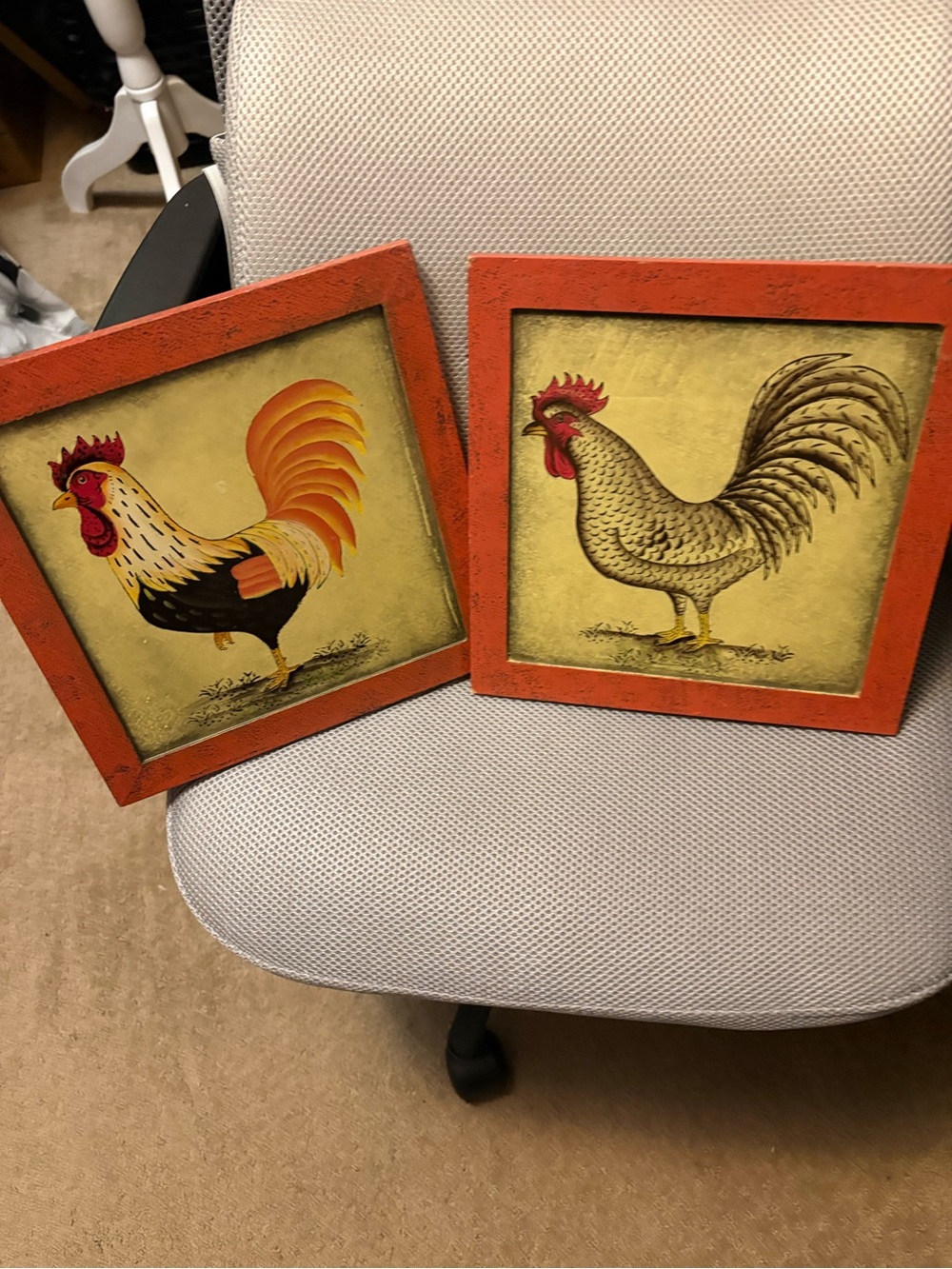 Farmhouse Rust Orange Rooster Wall Art Pair - Brand: - Picture 2 of 6